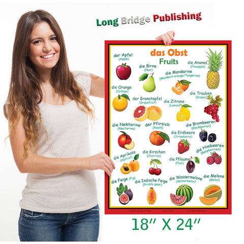 German Language Poster - Fruits/Obst: Bilingual ESL Chart for Classroom and Playroom