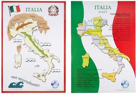 Maps of Italy, set of 2 (available in two sizes)