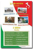 Italian Language School Posters, Set N.2 - 5 Bilingual Charts for Classroom and Playroom with Words About Seasons and Months, Stores and Shops, Sport Activities, Landscapes, and the Solar System