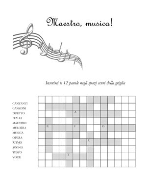 Maestro, musica! A music themed italian language crossword puzzle