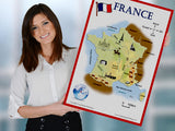 French Language School Poster - Simplified Map of France