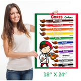 Colors in Portuguese, language school poster - ESL chart (bilingual)