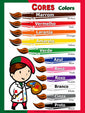 Colors in Portuguese, language school poster - ESL chart (bilingual)
