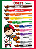 Colors in Portuguese, language school poster - ESL chart (bilingual)