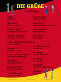 Greetings in German and English, ESL Language School Poster / Wall Chart for Classroom