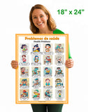 Health problems words in Portuguese, language school poster - ESL chart (bilingual)