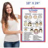French Language School Poster: French words about family members with English translation - classroom chart