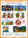 Holidays and Celebrations, language school poster in Portuguese - ESL chart (bilingual)