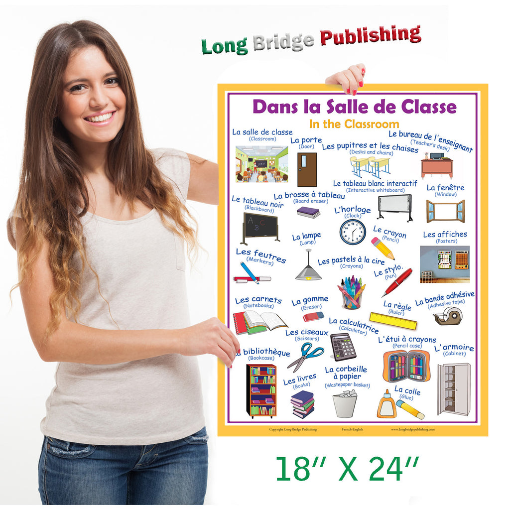French Language Poster Classroom Words Bilingual ESL School Chart french-language-poster-classroom-words-bilingual-esl-school-chart