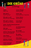 Greetings in German and English, ESL Language School Poster / Wall Chart for Classroom