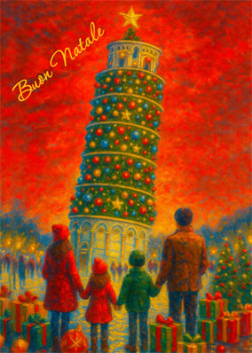 Italian Christmas / New Year Greeting Cards with Envelopes - Buon Natale a Pisa