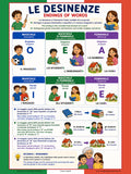 Italian Language Poster: Word Endings - Desinenze / Bilingual school chart