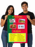 Seasons and months in Portuguese, language school poster - ESL chart (bilingual)
