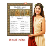 Latin Language School Poster - Months and Seasons- Wall Chart for Home and Classroom - Bilingual: Latin and English Text