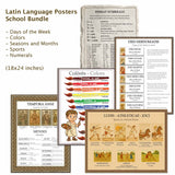Set of 5 Latin Language School Posters - Wall Charts for the Classroom - Bilingual: Latin and English Text