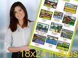 Italian Language School Poster - Landscapes/Paesaggi - Wall chart for home and classroom - Bilingual: Italian and English text