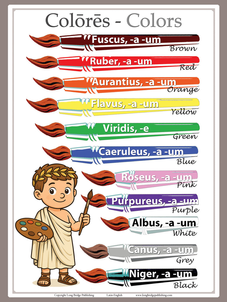 Latin Words Graphics Latin Language School Poster - Wall Chart with Color Words for Classro ...
