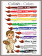 Latin Language School Poster - Wall Chart with Color Words for Classroom Décor (bilingual)