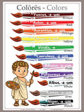 Latin Language School Poster - Wall Chart with Color Words for Classroom Décor (bilingual)
