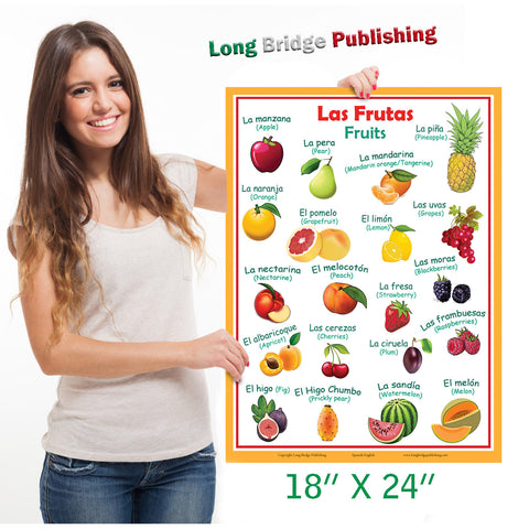 Spanish Language Poster - Las Frutas/Fruits: Bilingual ESL Chart for Classroom and Playroom