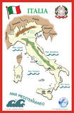 Italian Language Poster -Discover Italy, simplified school map of Italy