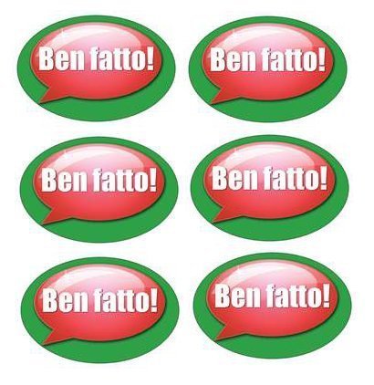 Ben Fatto! (Well done!) - Italian Language Oval Reward Stickers