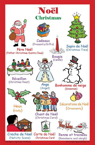 French language school poster: Christmas - Noel (bilingual French-English)
