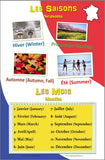 Colorful school poster made with high quality glossy paper Common Christmas words in French with English translation Each word is represented by an image for easy recognition Poster size:11x17 inches (A3 size, 420x297 mm)