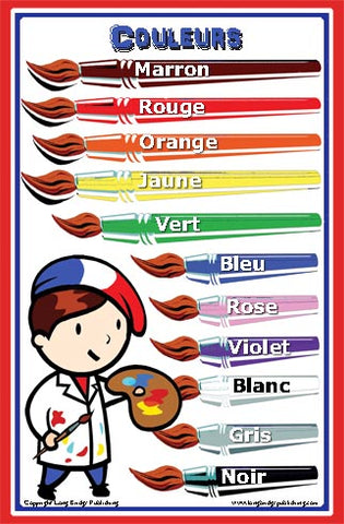 French language school poster - Colors in French