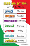 Educational bilingual poster: I Giorni della Settimana (Days of the Week)