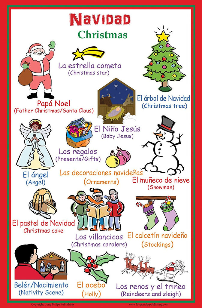 Spanish language school poster: Christmas - Navidad (bilingual Spanish-English)