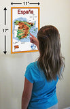 Spanish Language School Poster - Simplified Map of Spain - Wall chart for home and classroom - Text in Spanish