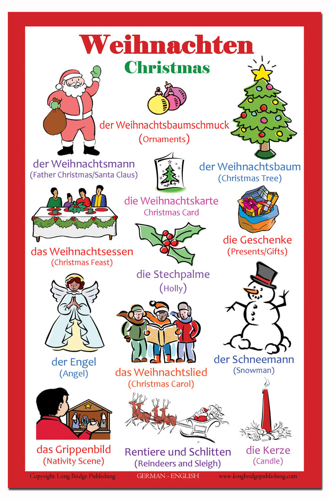 German Language Poster - Christmas / Weihnachten: Bilingual Chart for Classroom and Playroom