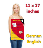 ESL Language School Poster - Common Greetings (Bilingual German-English), Wall Chart for Classroom Decor