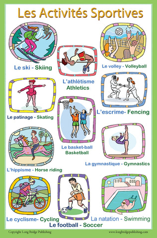 Educational bilingual poster in French: Sports - Les Activites Sportives